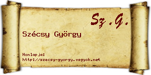 Szécsy György névjegykártya